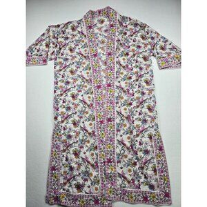 Max Studio Floral Bird Kimono Lightweight Size S Boho Relaxed Open Front